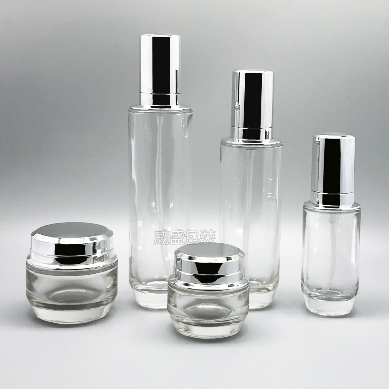 化妆品玻璃瓶 化妆品套装瓶子 乳液按压瓶子定制(图3)
