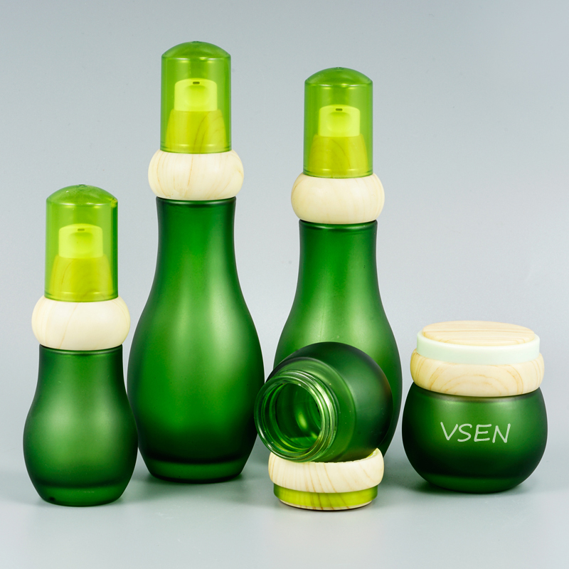 绿色磨砂瓶子120ml 化妆品套装瓶子批发 乳液按压(图3)