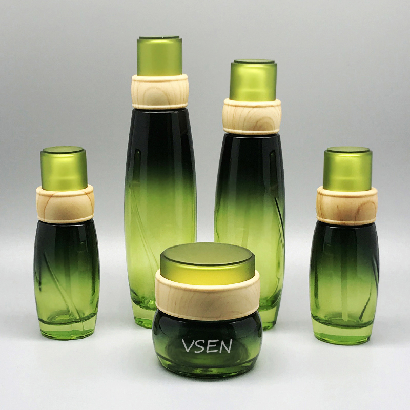 保龄球化妆品玻璃瓶套装  乳液按压瓶150ml 面霜瓶(图2)